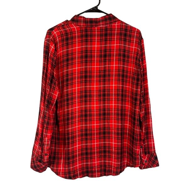 Sanctuary Red Plaid Long Sleeve Collared Button Down Shirt Women Sz S - Picture 2 of 9